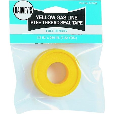 HARVEY 0 Thread Seal Tape, 260 in L, 12 in W, PTFE, Yellow 17065